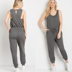 Maurices 24/7 Ribbed Jogger Drawcord Pocket Jumpsuit Size Large